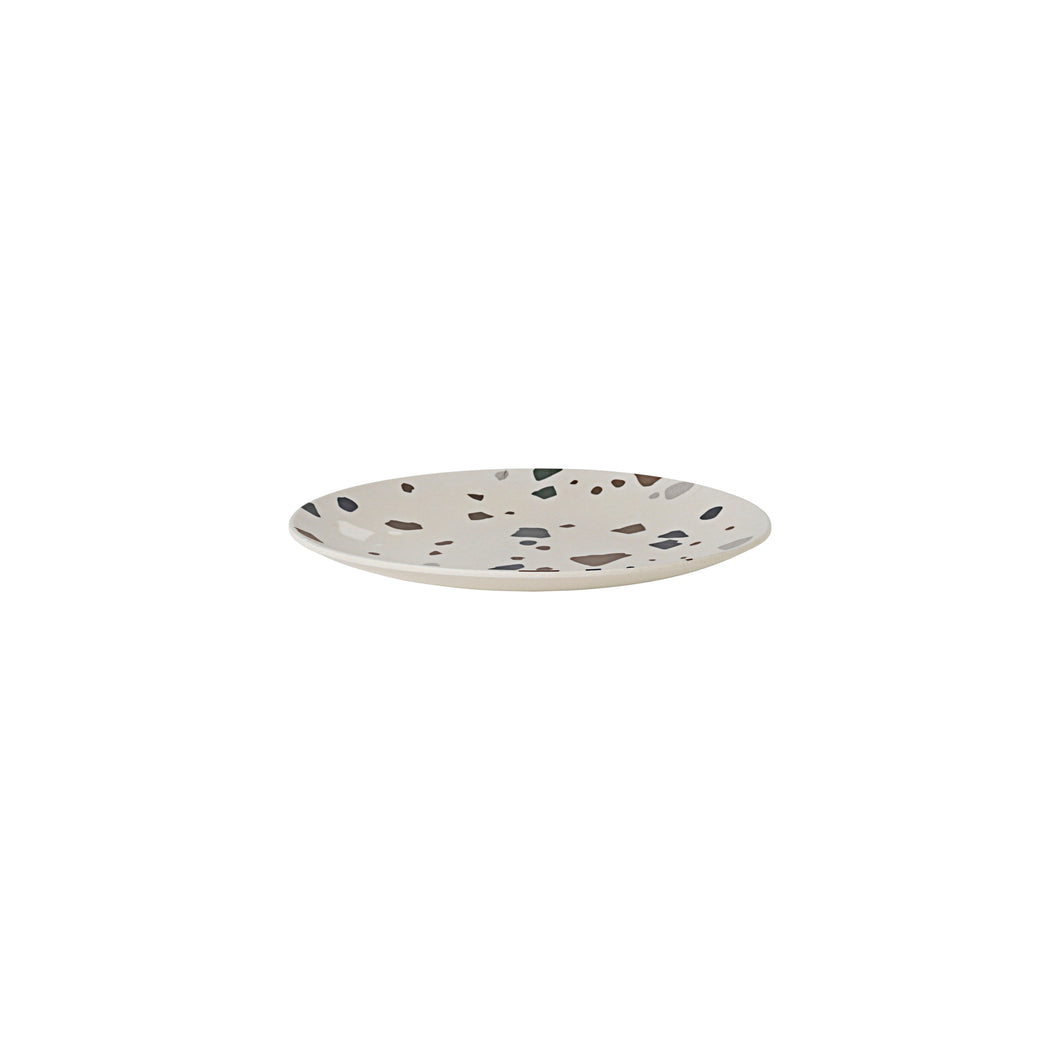 Terrazzo bamboo tallerken, lysegrå